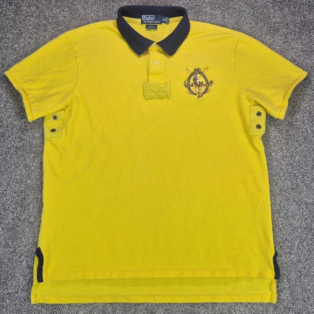 Vintage Polo Ralph Lauren Polo Shirt Mens XL Yellow Equestrian Crest